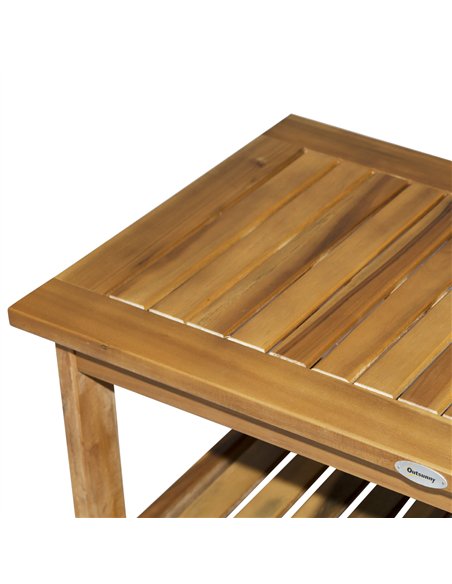 Outsunny 45 x 90cm Acacia Wood Two-Tier Garden Table - pic 128826 | FastDaddyshop