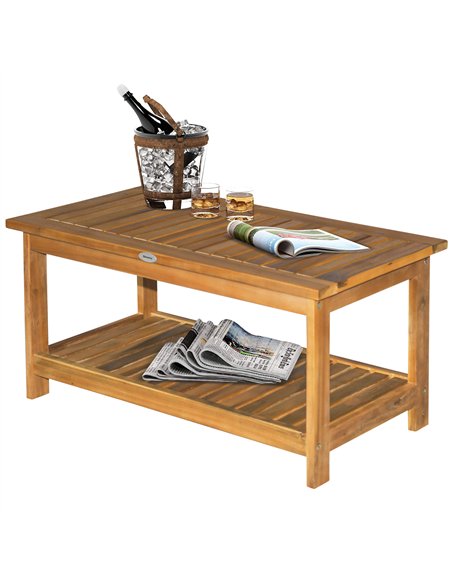Outsunny 45 x 90cm Acacia Wood Two-Tier Garden Table - pic 128827 | FastDaddyshop