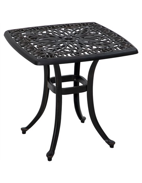 Outsunny Cast Aluminium Bistro Table, Outdoor Square Side Table with Umbrella Hole, Garden Table for Balcony, Bronze Tone - pic 128829 | FastDaddyshop