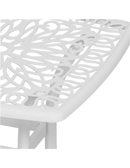 Outsunny Cast Aluminium Bistro Table, Outdoor Square Side Table with Umbrella Hole, Garden Table for Balcony, White - pic 128845 | FastDaddyshop