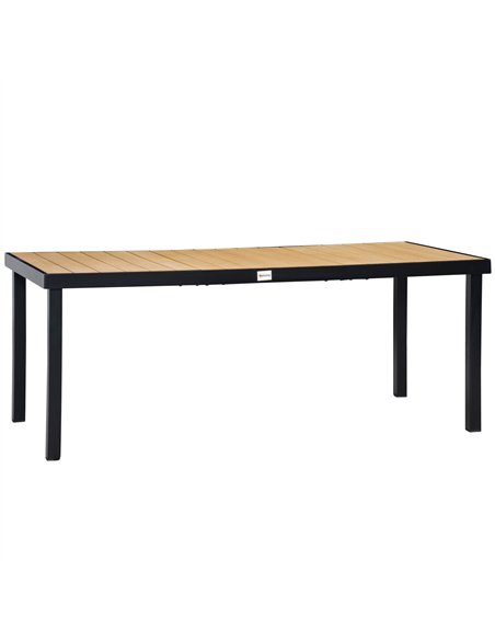 Outsunny Aluminium Outdoor Garden Dining Table for 8 People, Faux Wood Top, for Garden, Patio, 190 x 90 x 74 cm, Natural - pic 128847 | FastDaddyshop