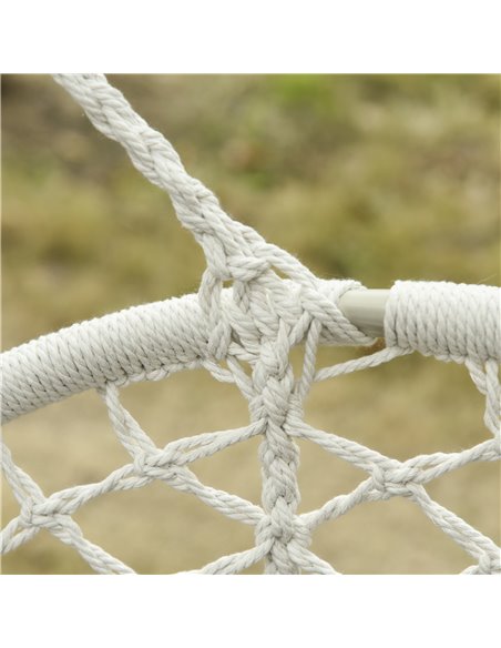 Outsunny Hanging Hammock Chair Cotton Rope Porch Swing with Metal Frame, Large Macrame Seat for Patio, Garden, Bedroom, Living R - pic 12885 | FastDaddyshop