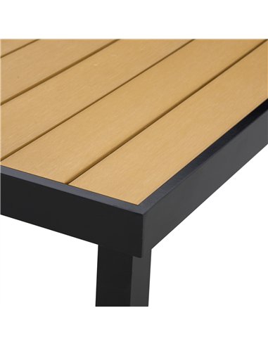 Outsunny Aluminium Outdoor Garden Dining Table for 8 People, Faux Wood Top, for Garden, Patio, 190 x 90 x 74 cm, Natural