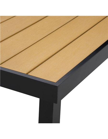 Outsunny Aluminium Outdoor Garden Dining Table for 8 People, Faux Wood Top, for Garden, Patio, 190 x 90 x 74 cm, Natural - pic 128855 | FastDaddyshop