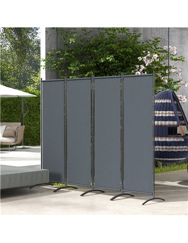 Outsunny 4 Panel Folding Garden Divider, 1.7m Privacy Screen with Wide Feet, Portable Freestanding Privacy Panel for Deck, Pool,