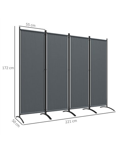 Outsunny 4 Panel Folding Garden Divider, 1.7m Privacy Screen with Wide Feet, Portable Freestanding Privacy Panel for Deck, Pool,