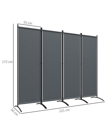Outsunny 4 Panel Folding Garden Divider, 1.7m Privacy Screen with Wide Feet, Portable Freestanding Privacy Panel for Deck, Pool, - pic 128858 | FastDaddyshop