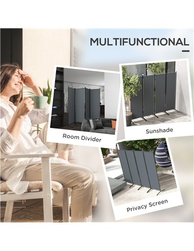 Outsunny 4 Panel Folding Garden Divider, 1.7m Privacy Screen with Wide Feet, Portable Freestanding Privacy Panel for Deck, Pool,
