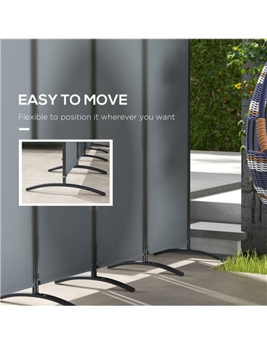 Outsunny 4 Panel Folding Garden Divider, 1.7m Privacy Screen with Wide Feet, Portable Freestanding Privacy Panel for Deck, Pool,