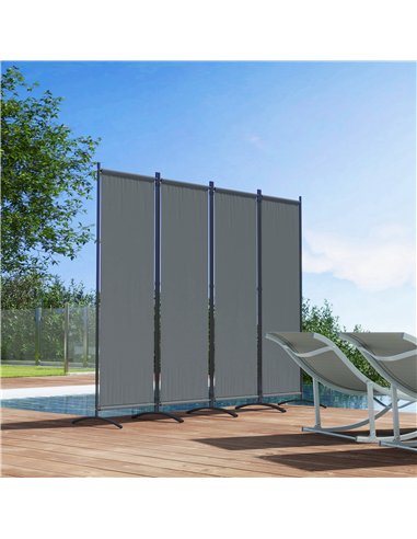 Outsunny 4 Panel Folding Garden Divider, 1.7m Privacy Screen with Wide Feet, Portable Freestanding Privacy Panel for Deck, Pool,