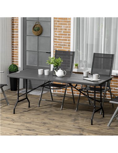 Outsunny Folding Garden Dining Table for 6, Rectangular Outdoor Dining Table with HDPE Tabletop, Foldable Garden Table with Stee