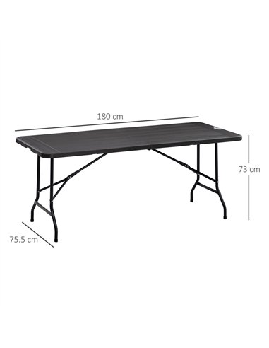 Outsunny Folding Garden Dining Table for 6, Rectangular Outdoor Dining Table with HDPE Tabletop, Foldable Garden Table with Stee