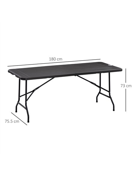 Outsunny Folding Garden Dining Table for 6, Rectangular Outdoor Dining Table with HDPE Tabletop, Foldable Garden Table with Stee - pic 128867 | FastDaddyshop