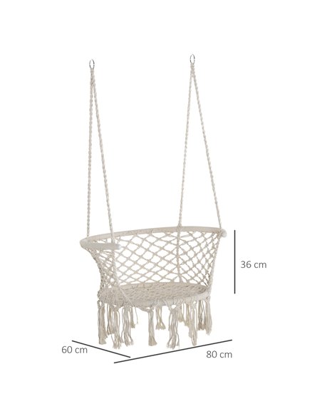 Outsunny Hanging Hammock Chair with Metal Frame and Cushion, Cream White - pic 12887 | FastDaddyshop