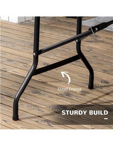 Outsunny Folding Garden Dining Table for 6, Rectangular Outdoor Dining Table with HDPE Tabletop, Foldable Garden Table with Stee