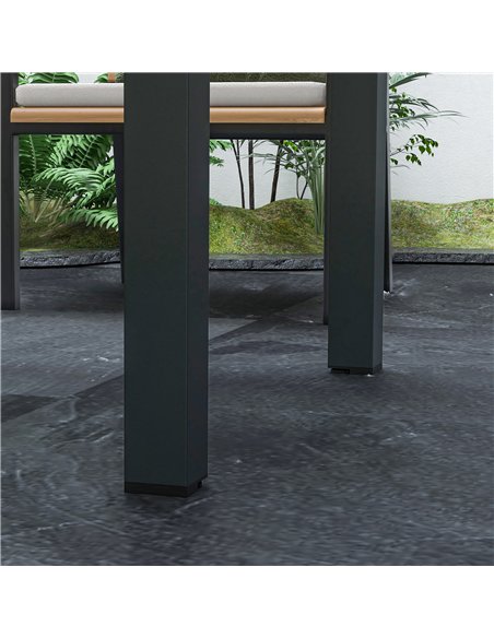 Outsunny Extending Garden Table, Outdoor Dining Table with Aluminium Frame and Tempered Glass Tabletop, 80/160 x 80 x 75 cm, Bla - pic 128882 | FastDaddyshop