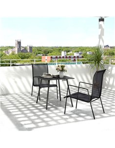 Outsunny Square Garden Table with Slat Top, Steel Frame, Outdoor Table for 4 Person, 80 x 80 x 74 cm, Black 2