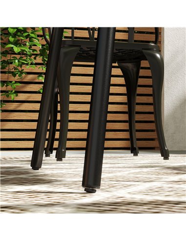 Outsunny Square Garden Table with Slat Top, Steel Frame, Outdoor Table for 4 Person, 80 x 80 x 74 cm, Black