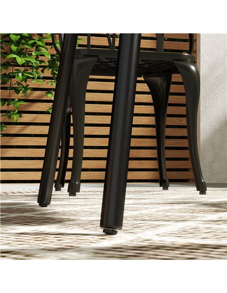 Outsunny Square Garden Table with Slat Top, Steel Frame, Outdoor Table for 4 Person, 80 x 80 x 74 cm, Black - pic 128900 | FastDaddyshop