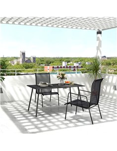 Outsunny Rectangle Garden Table with Slat Top, Steel Frame, Outdoor Table for 6 Person, 150 x 80 x 74 cm, Black 2
