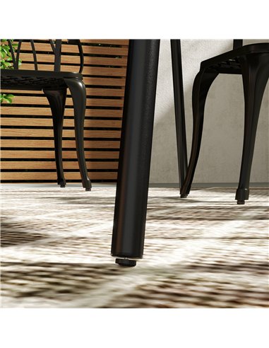 Outsunny Rectangle Garden Table with Slat Top, Steel Frame, Outdoor Table for 6 Person, 150 x 80 x 74 cm, Black