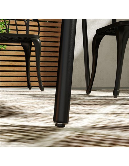 Outsunny Rectangle Garden Table with Slat Top, Steel Frame, Outdoor Table for 6 Person, 150 x 80 x 74 cm, Black - pic 128909 | FastDaddyshop