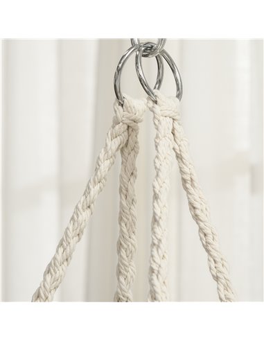 Outsunny Hanging Hammock Chair Cotton Rope Porch Swing with Metal Frame and Cushion, Large Macrame Seat for Patio, Garden, Bedro