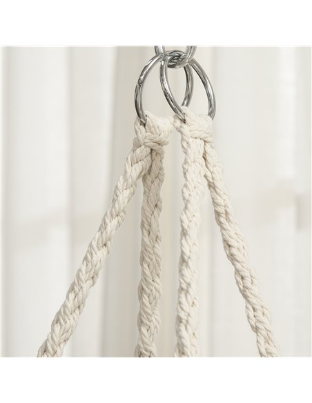 Outsunny Hanging Hammock Chair Cotton Rope Porch Swing with Metal Frame and Cushion, Large Macrame Seat for Patio, Garden, Bedro - pic 12891 | FastDaddyshop