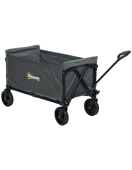 Outsunny 120L Folding Garden Trolley Cart, Outdoor Collapsible Wagon with Wheels and Adjustable Handle for Beach, Camping, Festi - pic 128910 | FastDaddyshop