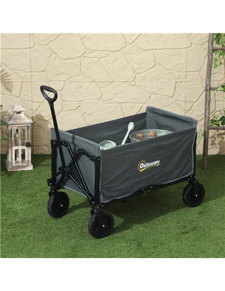 Outsunny 120L Folding Garden Trolley Cart, Outdoor Collapsible Wagon with Wheels and Adjustable Handle for Beach, Camping, Festi - pic 128911 | FastDaddyshop