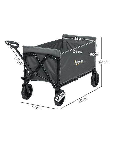 Outsunny 120L Folding Garden Trolley Cart, Outdoor Collapsible Wagon with Wheels and Adjustable Handle for Beach, Camping, Festi - pic 128912 | FastDaddyshop
