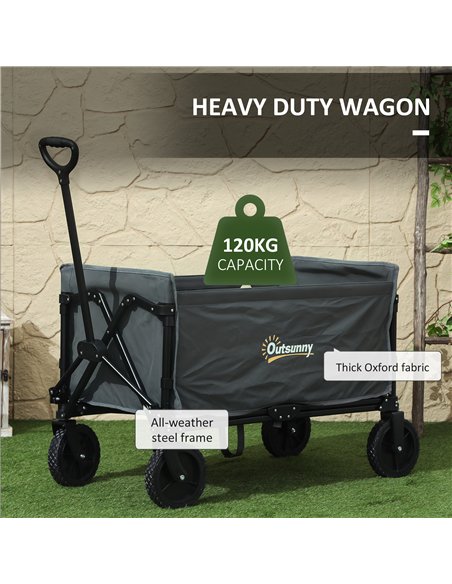 Outsunny 120L Folding Garden Trolley Cart, Outdoor Collapsible Wagon with Wheels and Adjustable Handle for Beach, Camping, Festi - pic 128914 | FastDaddyshop