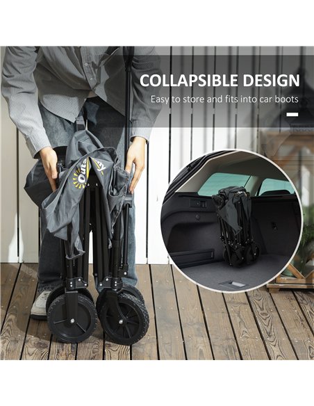 Outsunny 120L Folding Garden Trolley Cart, Outdoor Collapsible Wagon with Wheels and Adjustable Handle for Beach, Camping, Festi - pic 128915 | FastDaddyshop