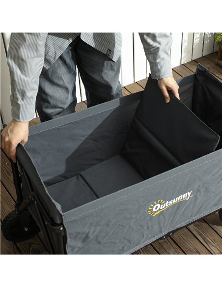 Outsunny 120L Folding Garden Trolley Cart, Outdoor Collapsible Wagon with Wheels and Adjustable Handle for Beach, Camping, Festi - pic 128918 | FastDaddyshop