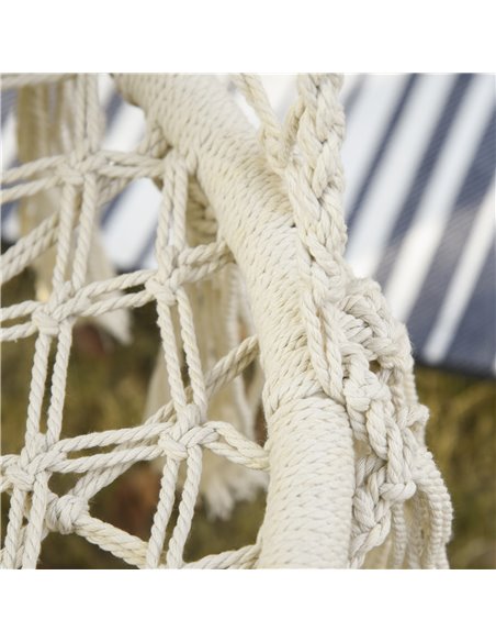 Outsunny Hanging Hammock Chair Cotton Rope Porch Swing with Metal Frame and Cushion, Large Macrame Seat for Patio, Garden, Bedro - pic 12892 | FastDaddyshop