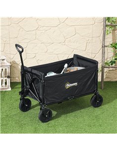 Outsunny 120L Folding Garden Trolley Cart, Outdoor Collapsible Wagon with Wheels and Adjustable Handle for Beach, Camping, Festi 2