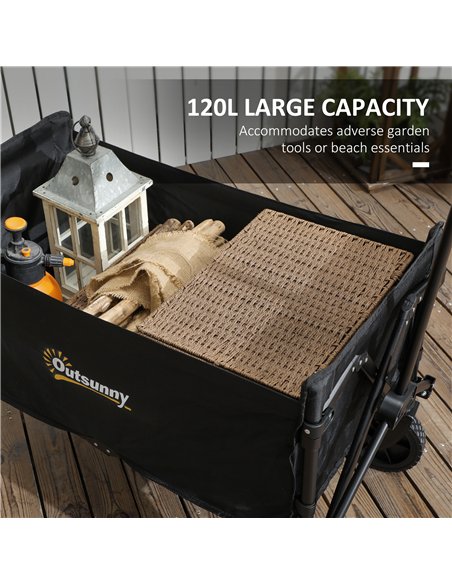 Outsunny 120L Folding Garden Trolley Cart, Outdoor Collapsible Wagon with Wheels and Adjustable Handle for Beach, Camping, Festi - pic 128922 | FastDaddyshop