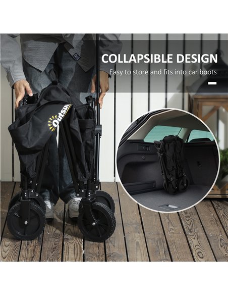 Outsunny 120L Folding Garden Trolley Cart, Outdoor Collapsible Wagon with Wheels and Adjustable Handle for Beach, Camping, Festi - pic 128924 | FastDaddyshop