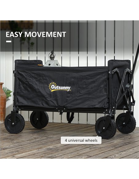Outsunny 120L Folding Garden Trolley Cart, Outdoor Collapsible Wagon with Wheels and Adjustable Handle for Beach, Camping, Festi - pic 128925 | FastDaddyshop