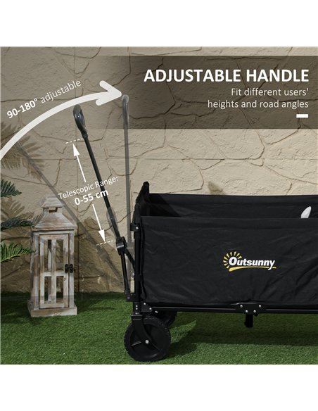 Outsunny 120L Folding Garden Trolley Cart, Outdoor Collapsible Wagon with Wheels and Adjustable Handle for Beach, Camping, Festi - pic 128926 | FastDaddyshop