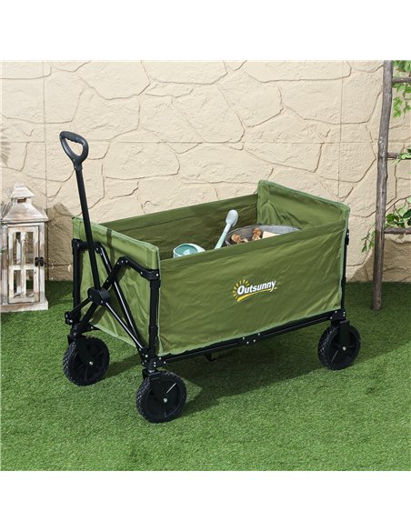 Outsunny 120L Folding Garden Trolley Cart, Outdoor Collapsible Wagon with Wheels and Adjustable Handle for Beach, Camping, Festi - pic 128929 | FastDaddyshop