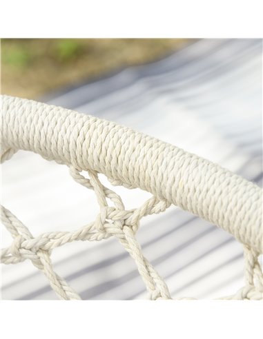 Outsunny Hanging Hammock Chair Cotton Rope Porch Swing with Metal Frame and Cushion, Large Macrame Seat for Patio, Garden, Bedro