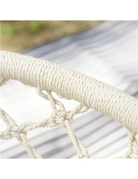 Outsunny Hanging Hammock Chair Cotton Rope Porch Swing with Metal Frame and Cushion, Large Macrame Seat for Patio, Garden, Bedro - pic 12893 | FastDaddyshop