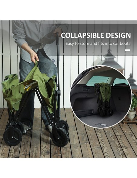 Outsunny 120L Folding Garden Trolley Cart, Outdoor Collapsible Wagon with Wheels and Adjustable Handle for Beach, Camping, Festi - pic 128933 | FastDaddyshop