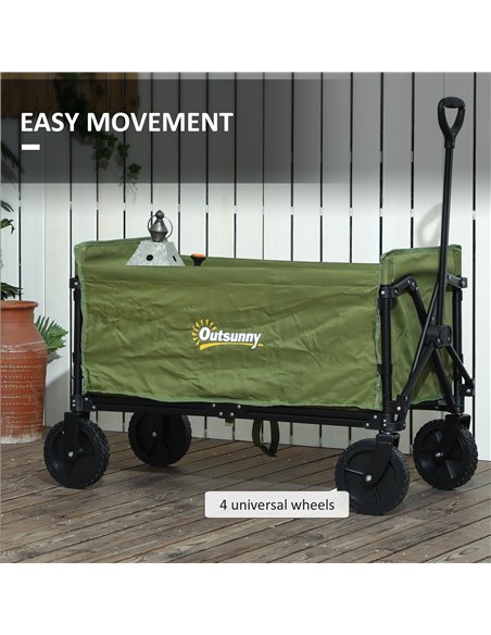 Outsunny 120L Folding Garden Trolley Cart, Outdoor Collapsible Wagon with Wheels and Adjustable Handle for Beach, Camping, Festi - pic 128934 | FastDaddyshop