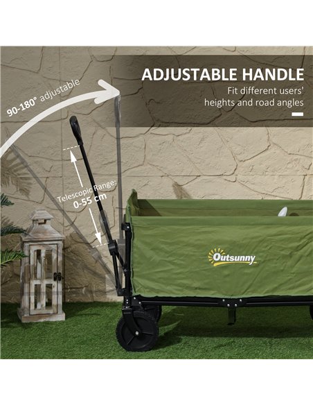 Outsunny 120L Folding Garden Trolley Cart, Outdoor Collapsible Wagon with Wheels and Adjustable Handle for Beach, Camping, Festi - pic 128935 | FastDaddyshop