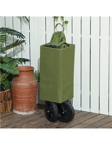 Outsunny 120L Folding Garden Trolley Cart, Outdoor Collapsible Wagon with Wheels and Adjustable Handle for Beach, Camping, Festi