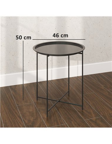 Outsunny Steel Removable Tray Top Garden Table - Black