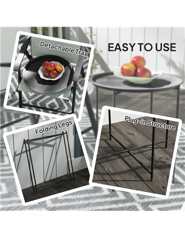 Outsunny Steel Removable Tray Top Garden Table - Black