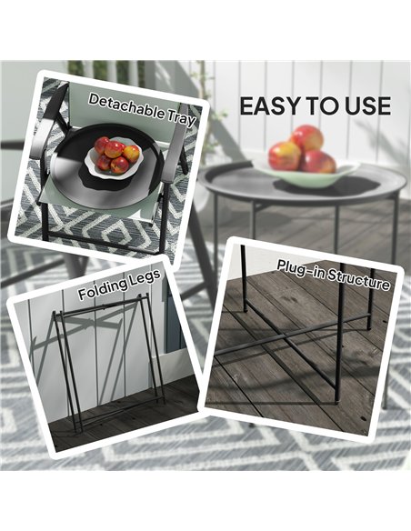 Outsunny Steel Removable Tray Top Garden Table - Black - pic 128940 | FastDaddyshop